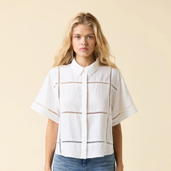 LE JEAN | LINEN EYELET SHIRT - Picture 1 of 3